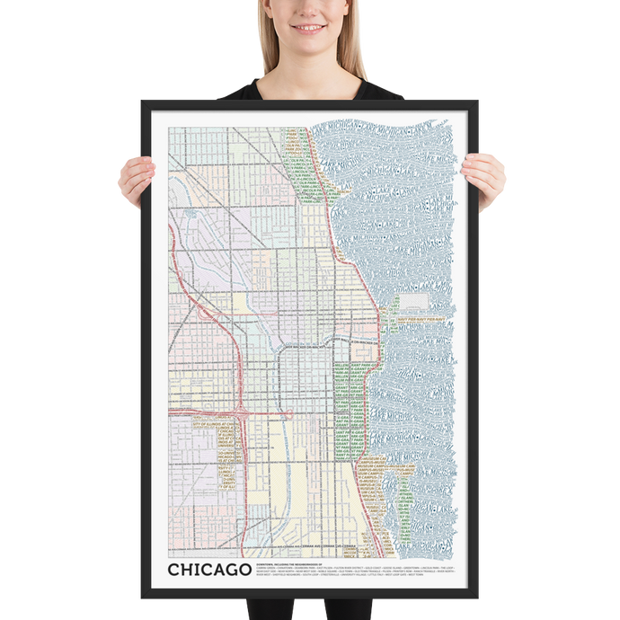 Chicago Typographic Framed Poster